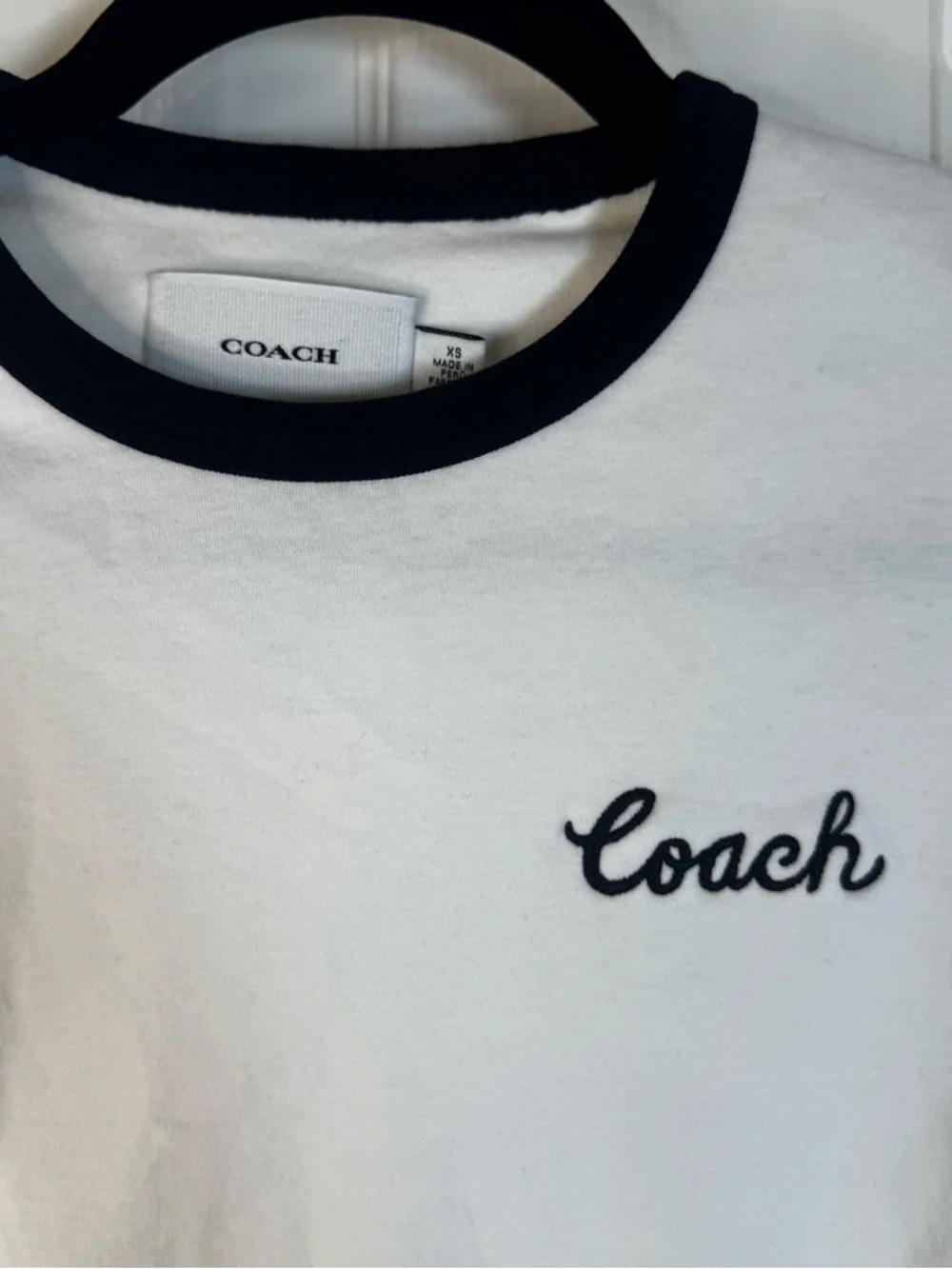 Coach White Ringer T-Shirt with Black Trim